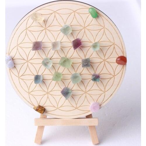 Chakra Gems Meditation Crystal Altar Wood Plank with Stand(15cm)