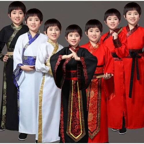 Ancient Chinese Costume childrens Stage Performance Outfit for Dynasty Hanfu Costume Satin Robe Chinese Traditional Dress boy