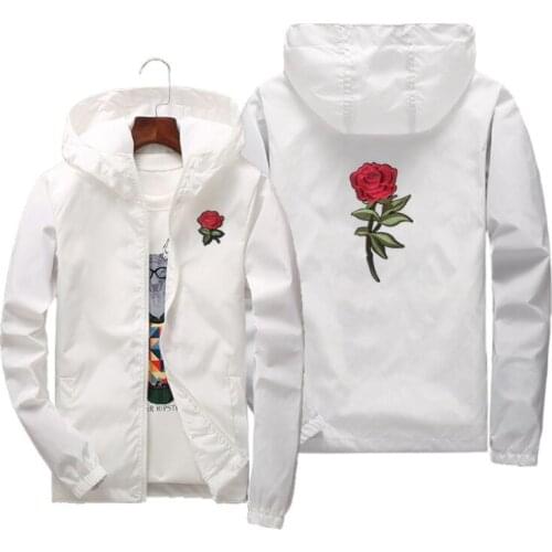 Dropshipping Suppliers Usa 2019 Korean Version For Men Women Spring Summer Rose Embroidered Windbreaker Couple Jacket 8 Color