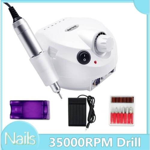 32W Electric Nail Polisher 5Colors Nail Drill 35000RPM Micromotor Nail Drill Machine Milling Cutter Nail File Drill Bit Tool Kit
