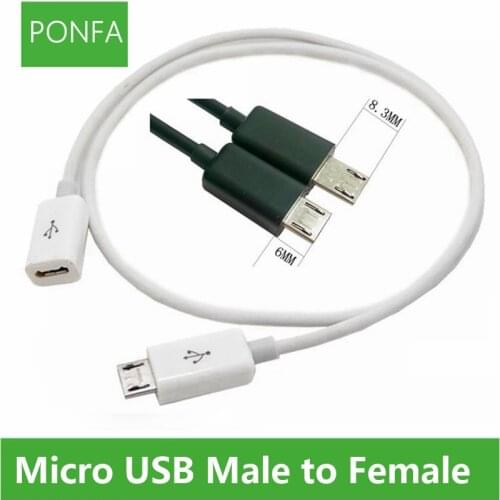Micro USB 5Pin Full Connected Male to Female Extension Charging Data Cable With MHL OTG Function Black & White 0.1m-2m