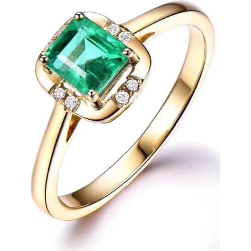 Natural real emerald square ring Per jewelry Free shipping 4*4mm 0.25CT gemstone 925 sterling silver Fine jewelry J292801