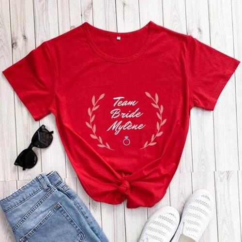 Team Bride 100%Cotton Print Womens T Shirt Bachelorette O-Neck Short Sleeve Top Bridesmaid Shirt Wedding Party TShirts