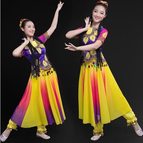 Chinese folk dance costume clothing hanfu ancient fan dance traditional Chinese dance costumes Stage dance wear DD1970