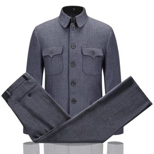 Mao Suit Chinese Tunic Suit Sets Traditional Clothings for Mens Spring Autumn Jacket Coat Tops Pants Trousers Chinois Clothes