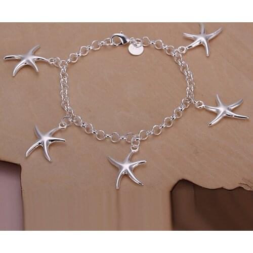Beauty fashion top quality Silver color Jewelry charm stars Bracelets Cute chain for women lady gifts free shipping H193