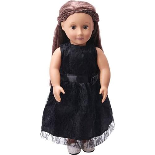 Doll clothes Elegant black lace rose evening dress toy accessories fit 18 inch Girl doll and 43 cm baby doll c132
