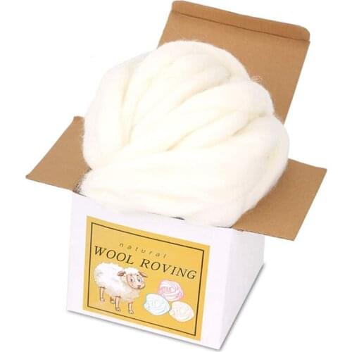 LMDZ 8.82oz Wool Roving Bulk Super Wool Chunky Yarn Wool Roving Top for Needle Felting Soft Felting Supplies for Hand Spinning