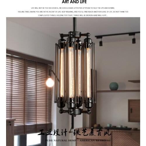 Loft iron pendant light 4 edison bulbs. nightclub industrial Steampunk metal punk lamp. Vintage retro deco Lighting Fixture