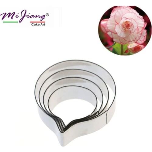 Mijiang Stainless Steel Bulbous Begonia Flower Petals Cake Cutter Slicers Set DIY Fondant Cake Decorating Tools Bakeware A310