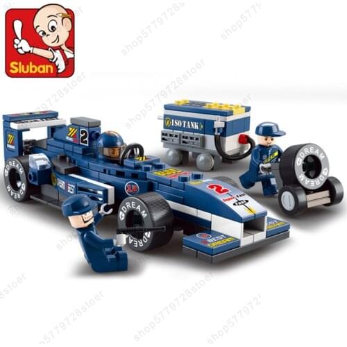 Minifigure City Blue F1 Racing Car Model Building Blocks Sets Brinquedos Creator DIY Bricks Educational Toys Gifts For Children