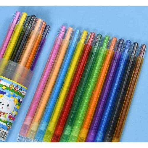 12pcs set Stationery Cartoon Cute Bear Non-Toxic Crayon Oil Painting Stick Student School Supply