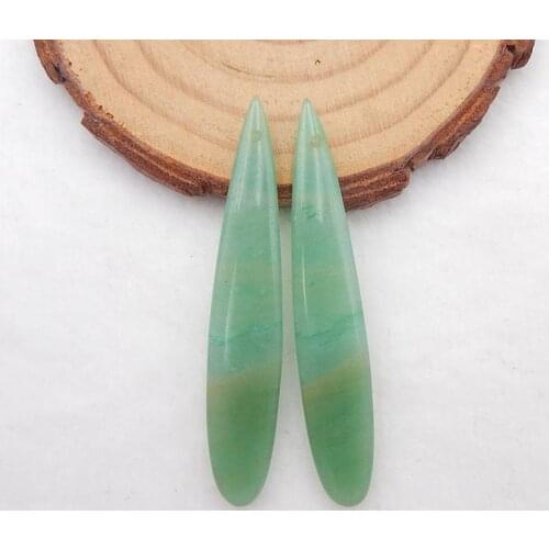 Natural Stone Green Aventurine Water Drop Gemstone Beauty Earring Bead 52x9x4mm 6.6g
