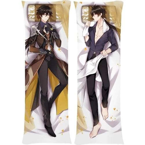 Game Genshin Impact Zhong Li Pillow Case Dakimakura Zhongli Costume Male Otaku Hugging Body Throw Cushion Pillow Cover Case