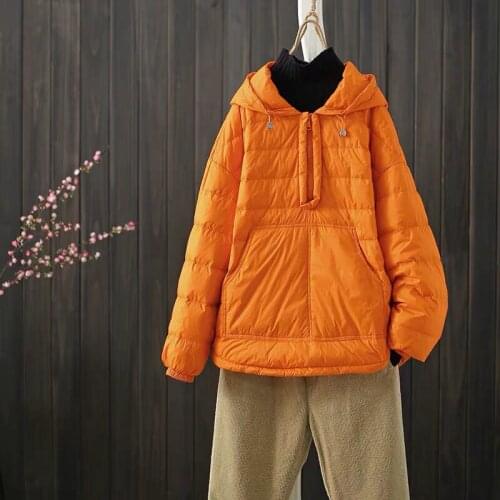 2021 New Winter Jacket Women White Duck Down Parkas Hooded Thicken Warm Female Down Orange Jackets Yellow Feather Outwear