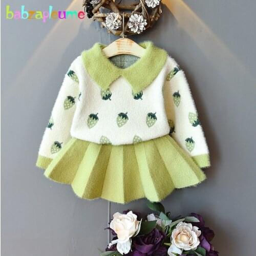 Fall Winter Outfits For Children Clothes Korean Princess Cartoon Cute Strawberry Warm Kids Sweatsuit Sets Toddler Clothing 1980