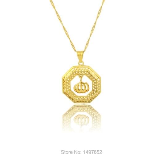 New Arrival Allah Pendant Men Women Unisex Gold Filled Necklace Muslim Islam Round Pendant Jewelry Free shipping