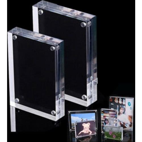 1 Pcs Transparent Photo Frame Clear View Both Sided Magnetic Acrylic Block Picture For Home Decoration