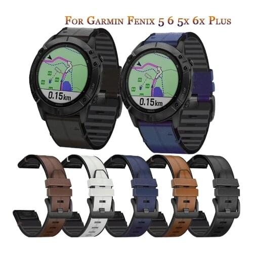 For Garmin Fenix 6 6X Pro 5 5X Plus 3/3HR Wristband Quick Fit 26 22mm Classic Leather Watch Strap Forerunner 935/945 Bracelet