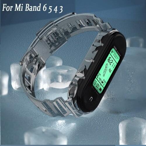 For Xiaomi Mi Band 6 5 4 3 Strap Clear Silicone Replacement Bracelet Pink Green Color Wristband Xiomi Mi6 Miband band6 Straps