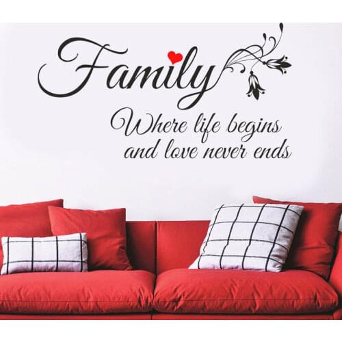 Family quotes wall decal Where Life Begins And Love Never Ends Quotes vinyl Stickers Home Decor Living Room Wallpaper Art 3Q17