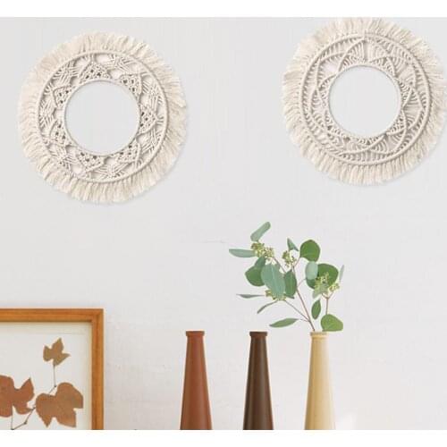 Nordic Round Cotton Rope Hand Woven Wall Hanging Tassel Tapestry Home Room Decor