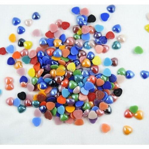 New 12*12mm Mixed Colors Heart flatback glass beads Shiny Ceramic Cabochon Flat back Gems in Crafts Scrapbook Nail Sticker