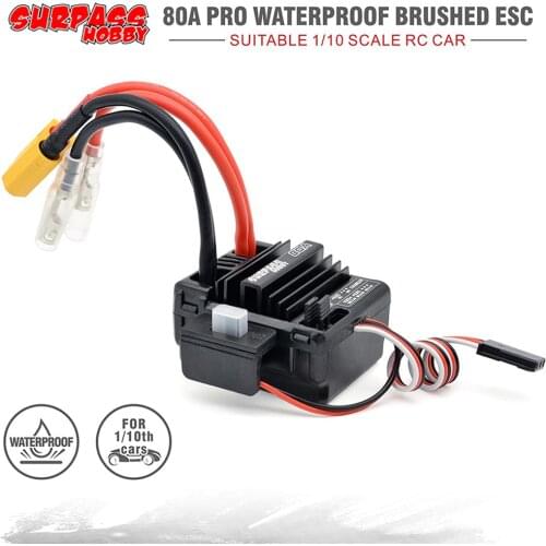 SURPASSHOBBY 80A Brushed ESC for RC 3-Slot 550 Motor for 1/10 1/12 RC Car Wltoys 144001 124019