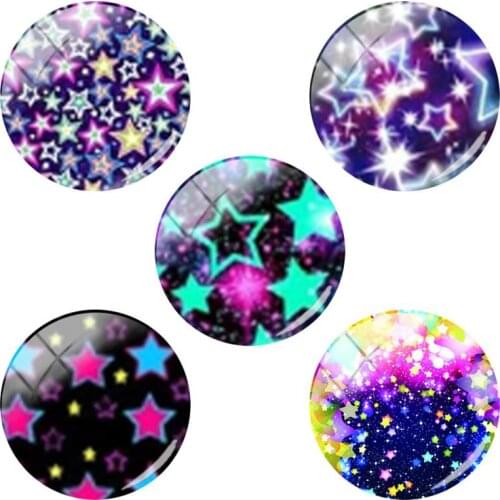 TAFREE Shinning Stars DotsLights 12/15/16/18/20/25/30/35/40 mm Round Glass Cabochon Jewelry Handmade Making Beautiful gift WJX1