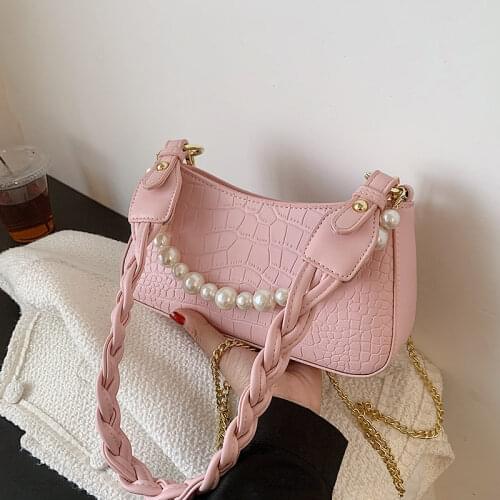 Textured Chain Shoulder Bag 2021 Designer Handbags New Trendy Fashion Chain Shoulder Messenger Bag Net Red Pearl Underarm Bag