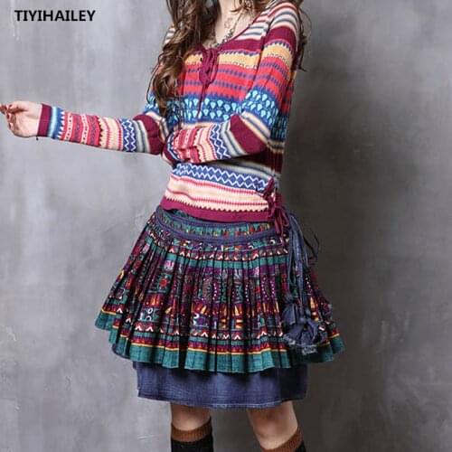 TIYIHAILEY Free Shipping 2021 New Summer Denim Vintage Jeans High Waist Short Mini Skirt For Women S-L A-line Pleated Skirts