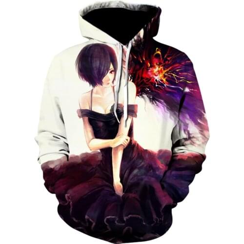 Tokyo Ghoul 3D Printing hoodies Ken Kaneki hoodie Japan Anime Sweatshirts Cool Tops Tees Jacket Men clothing Outerwear