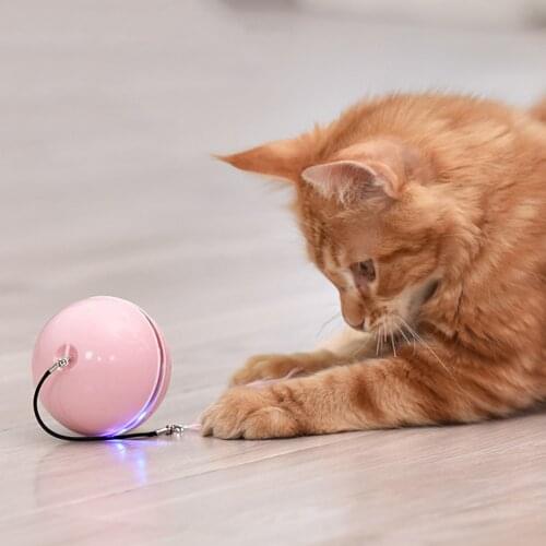 Smart Interactive Cat Toy Ball Colorful LED Self Rotating Ball With Catnip Bell Feather USB Rechargeable Cat Ball Toy Dropship