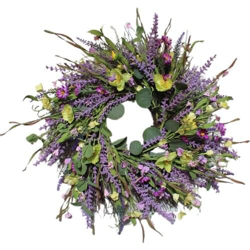 Lavender Wreath Farmhouse Garland Outdoor Front Door Decorations Photo Props