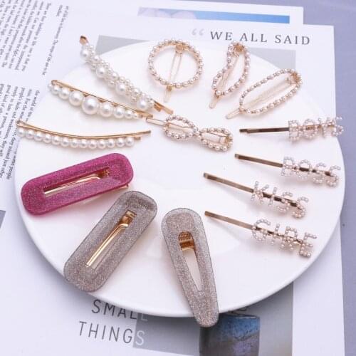 Fashion Pearl Hair Clip for Women Elegant Korean Design Snap Heart Smile Face Barrette Stick Hairpin Hair Styling Accessories