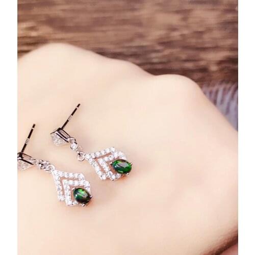 Fashion Lovely Water drop geometry S925 silver natural black opal drop earrings natural gemstone women party gift jewelry