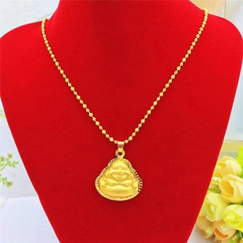 14K GOLD BUDDHA PENDANT FOR WOMENS BIRTHDAY GIFT YELLOW GOLD CHAIN NECKLACE PENDANT NO CHAIN JEWELRY ORNAMENT NOT FADE FEMALE