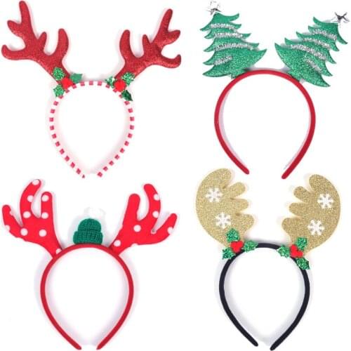 1pcs Christmas Headband Hairband Accessories Antlers Christmas Tree Snowflake Adult Kid Hairhoop for Home Xmas Cosplay Kids Gift