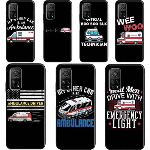 Ambulance Car Case For Xiaomi Mi 11 Ultra 9 10 Note 10 Lite Mi 10T Pro Back Cover For POCO X3 Pro M3 F3