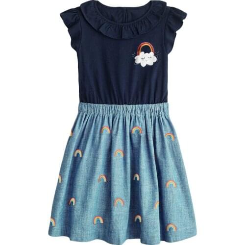 Bambino 2021 Summer Rainbow Blue Dress2-9Years Baby Girl Dress Childrens Clothing Costumes for Kids Girls Fancy Dress of Child