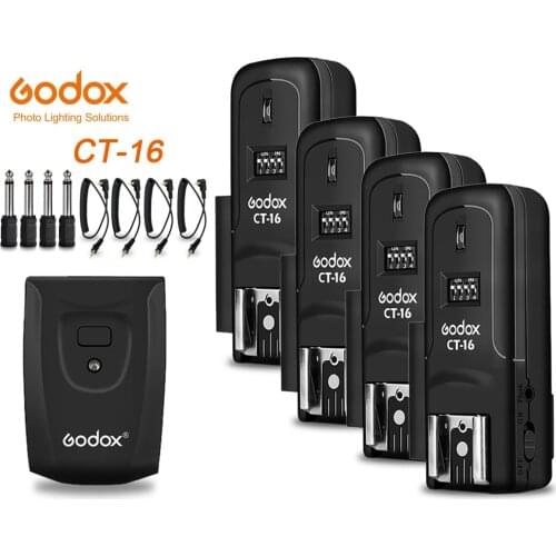 Godox CT-16 16 Channels Wireless Radio Flash Trigger Transmitter + 4 Receiver Set for Canon Nikon Olympus Pentax Studio Flash