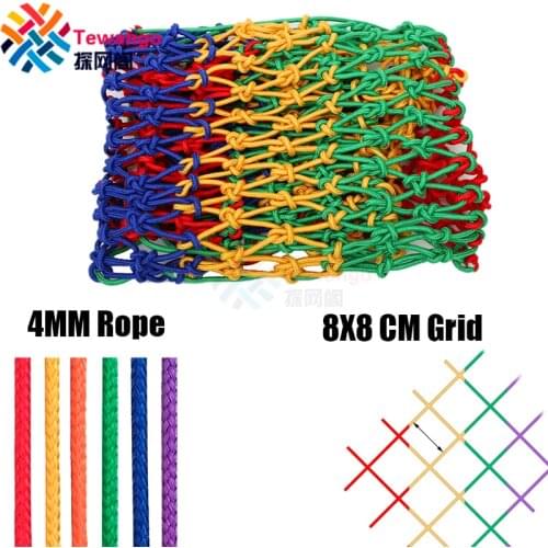 Color Knotted Nylon Net Balcony Stair Barrier Fall Protection Safety Net For Kids 4mm Rope 8cm Mesh Heavy Duty Hanging Network