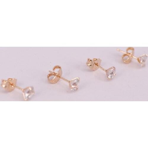 Simple brass ear stud with round cz for festival gift to friend and mother beauty diy jewelry buy 1 get 1 free box