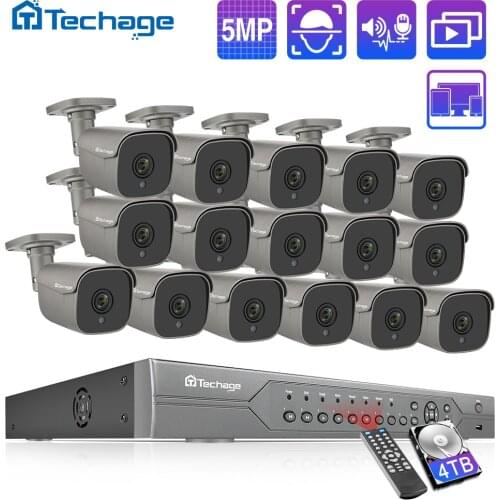 H.265 16CH 5MP 4K HD POE NVR Kit CCTV System IR Outdoor Two Way Audio AI IP Camera P2P Video Security Surveillance Set 2TB HDD