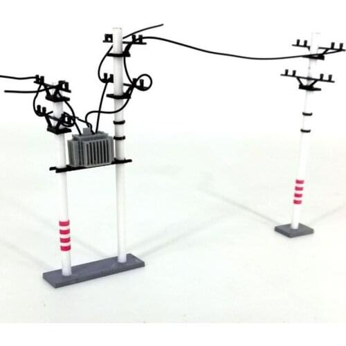 1Set 1:87 HO Scale Transformer Telephone Pole Model Kits with Wires for DIY Train Sand Table