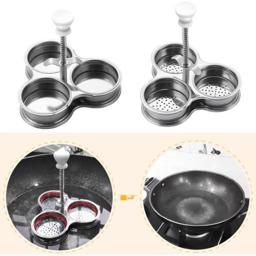 1 Set Stainless Steel Egg Poacher Poaching Pods Eggs Cooking Steamer for 3 Eggs Cooking Tools Gadgets