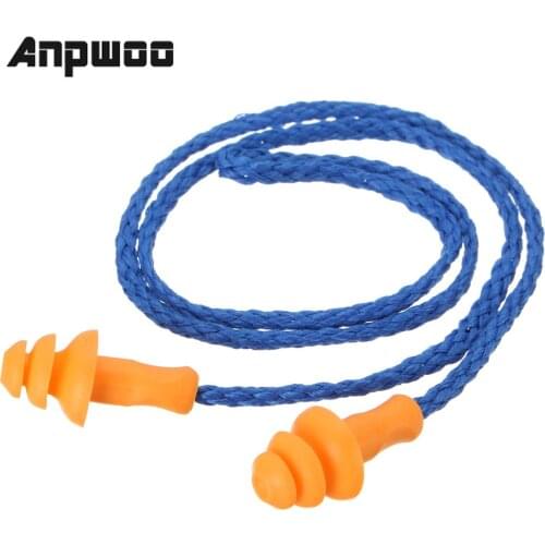 ANPWOO 10Pcs Soft Silicone Corded Ear Plugs ears Protector Reusable Hearing Protection Noise Reduction Earplugs Earmuff