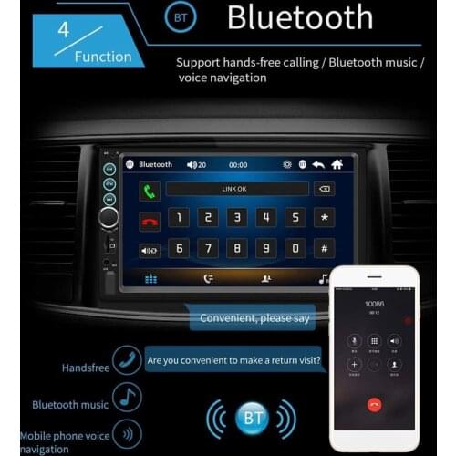 2 Din 7 Inch Car Stereo Bluetooth Touch-Screen MP5 Player FM Radio In-Dash Multimedia with Backup Camera AUX/TF/USB