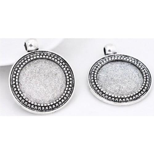 4pcs 20mm Inner Size Antique Silver Plated Simple Style Cabochon Base Cameo Setting Charms Pendant-A3-42