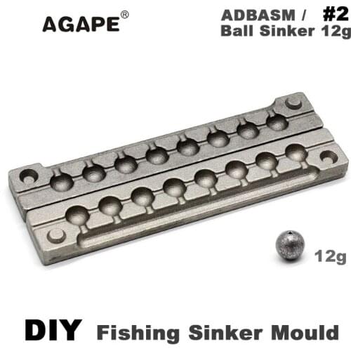 Agape DIY Fishing Ball Sinker Mould ADBASM/#2 Ball Sinker 12g 8 Cavities